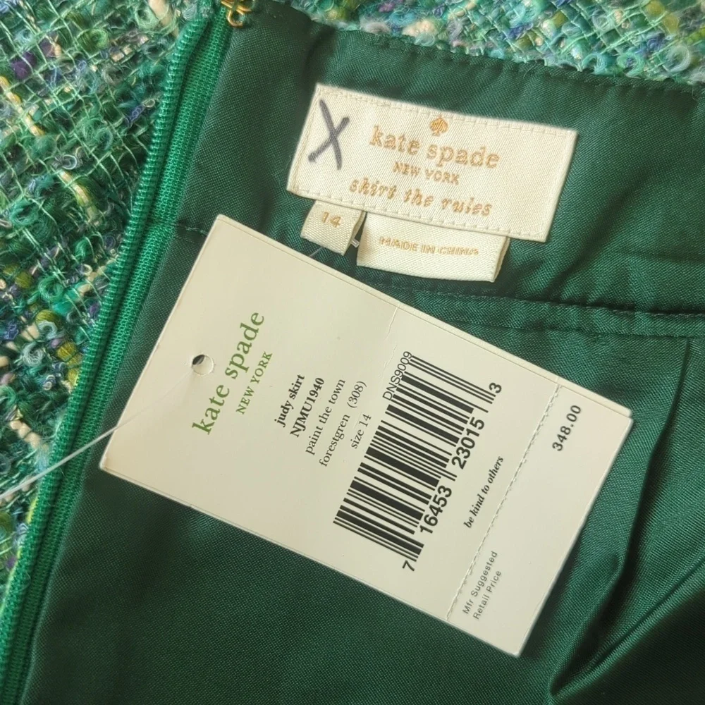 Kate Spade Paint the Town Judy Skirt in Forrest Green Tweed